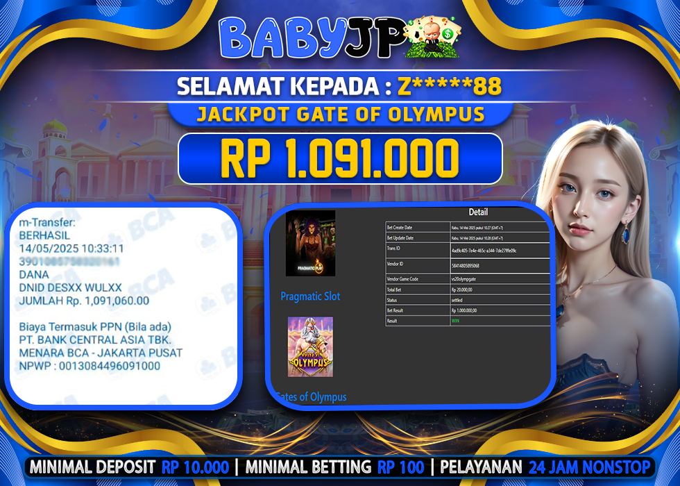 Z*****88 JACKPOT GATES OF OLYMPUS,-LUNAS